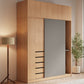 Natural Finish Modern Wardrobe Armoire Solid Wood and Engineered Wood Armoire