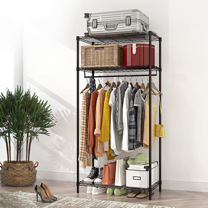 Black Contemporary Style Armoire Metal Steel Armoire for Bedroom 29.5"L x 18"W x 63"H Clearhalo 'Armoires & Wardrobes' 'armoires_wardrobes' 'Bedroom Furniture' 'furn' 'furn_armoires_wardrobes' 'Furniture' 5285584