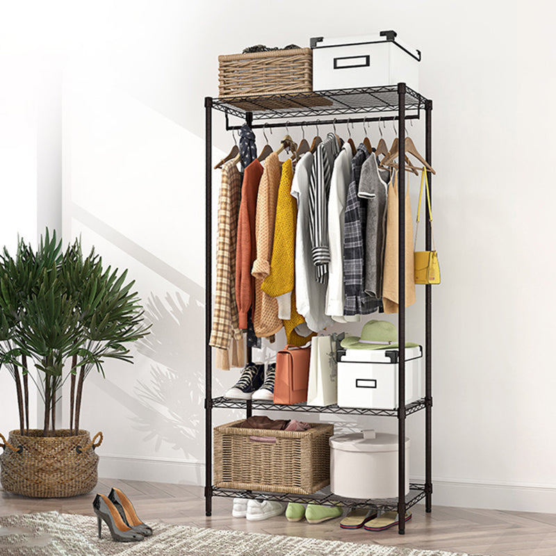 Black Contemporary Style Armoire Metal Steel Armoire for Bedroom 35.5"L x 18"W x 71"H Clearhalo 'Armoires & Wardrobes' 'armoires_wardrobes' 'Bedroom Furniture' 'furn' 'furn_armoires_wardrobes' 'Furniture' 5285586