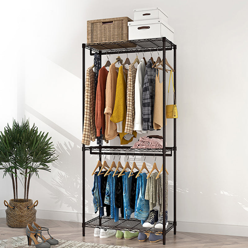 Black Contemporary Style Armoire Metal Steel Armoire for Bedroom 35.5"L x 18"W x 79"H Clearhalo 'Armoires & Wardrobes' 'armoires_wardrobes' 'Bedroom Furniture' 'furn' 'furn_armoires_wardrobes' 'Furniture' 5285591