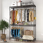 Black Contemporary Style Armoire Metal Steel Armoire for Bedroom Clearhalo 'Armoires & Wardrobes' 'armoires_wardrobes' 'Bedroom Furniture' 'furn' 'furn_armoires_wardrobes' 'Furniture' 5285599