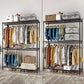 Black Contemporary Style Armoire Metal Steel Armoire for Bedroom Clearhalo 'Armoires & Wardrobes' 'armoires_wardrobes' 'Bedroom Furniture' 'furn' 'furn_armoires_wardrobes' 'Furniture' 5285602