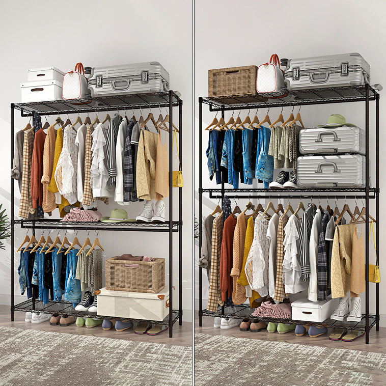 Black Contemporary Style Armoire Metal Steel Armoire for Bedroom Clearhalo 'Armoires & Wardrobes' 'armoires_wardrobes' 'Bedroom Furniture' 'furn' 'furn_armoires_wardrobes' 'Furniture' 5285602