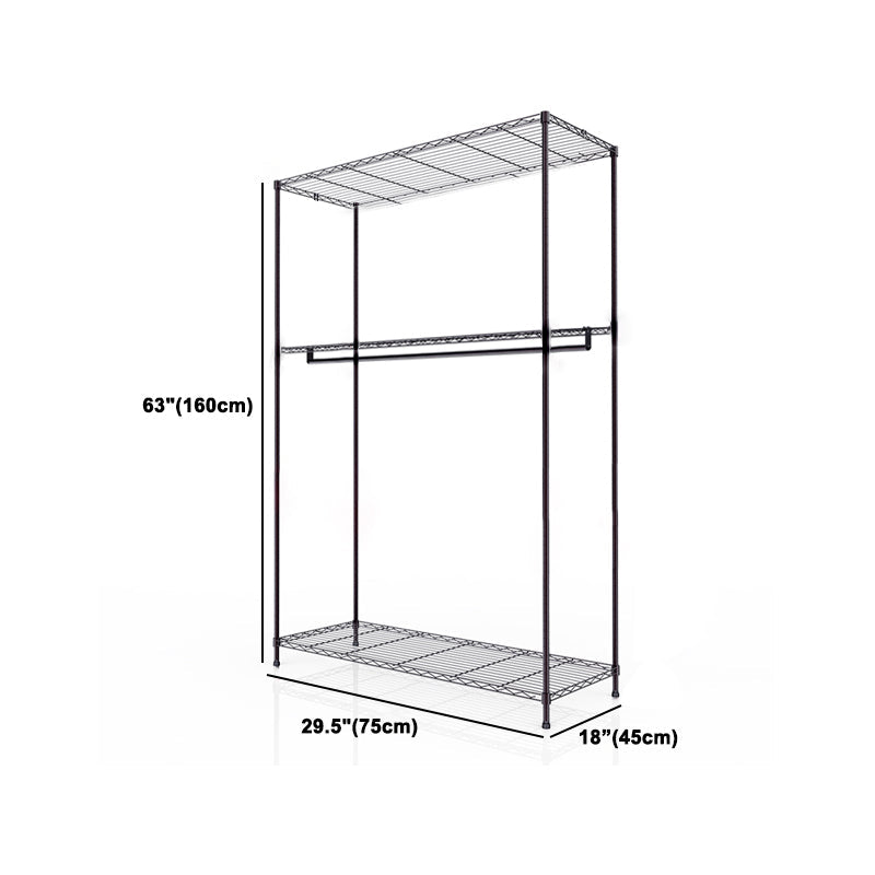Black Contemporary Style Armoire Metal Steel Armoire for Bedroom Clearhalo 'Armoires & Wardrobes' 'armoires_wardrobes' 'Bedroom Furniture' 'furn' 'furn_armoires_wardrobes' 'Furniture' 5285603