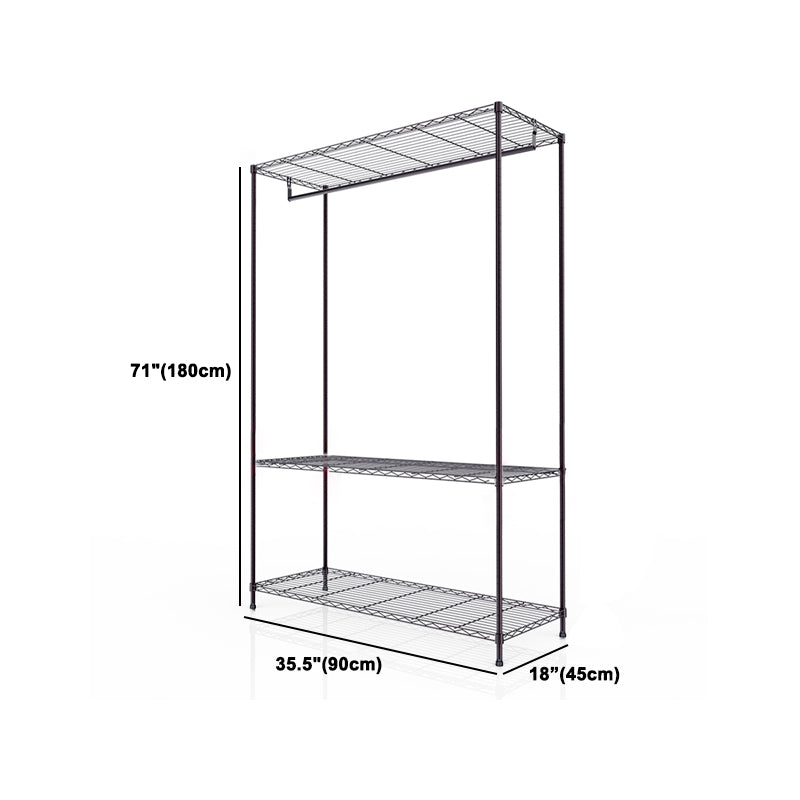 Black Contemporary Style Armoire Metal Steel Armoire for Bedroom Clearhalo 'Armoires & Wardrobes' 'armoires_wardrobes' 'Bedroom Furniture' 'furn' 'furn_armoires_wardrobes' 'Furniture' 5285604