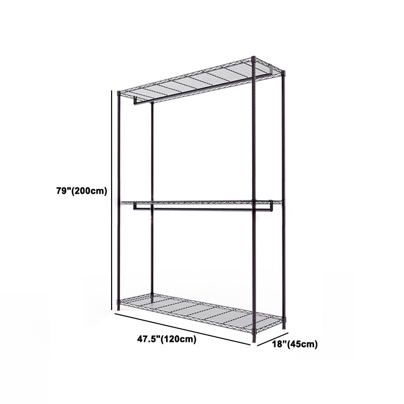 Black Contemporary Style Armoire Metal Steel Armoire for Bedroom Clearhalo 'Armoires & Wardrobes' 'armoires_wardrobes' 'Bedroom Furniture' 'furn' 'furn_armoires_wardrobes' 'Furniture' 5285605