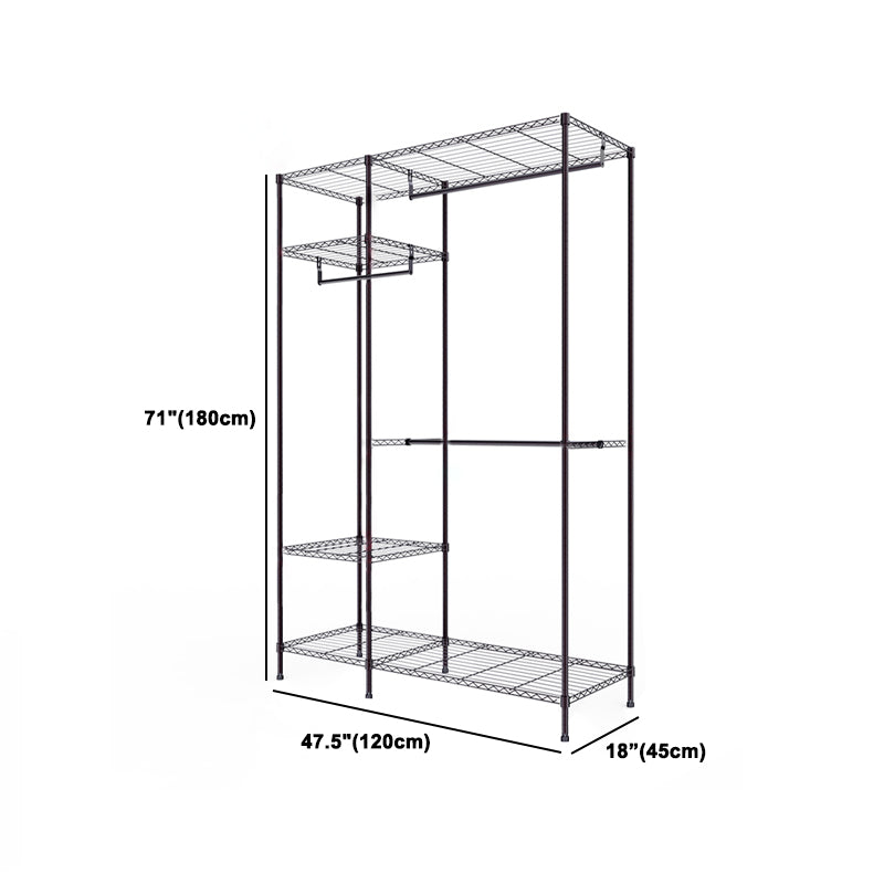 Black Contemporary Style Armoire Metal Steel Armoire for Bedroom Clearhalo 'Armoires & Wardrobes' 'armoires_wardrobes' 'Bedroom Furniture' 'furn' 'furn_armoires_wardrobes' 'Furniture' 5285609
