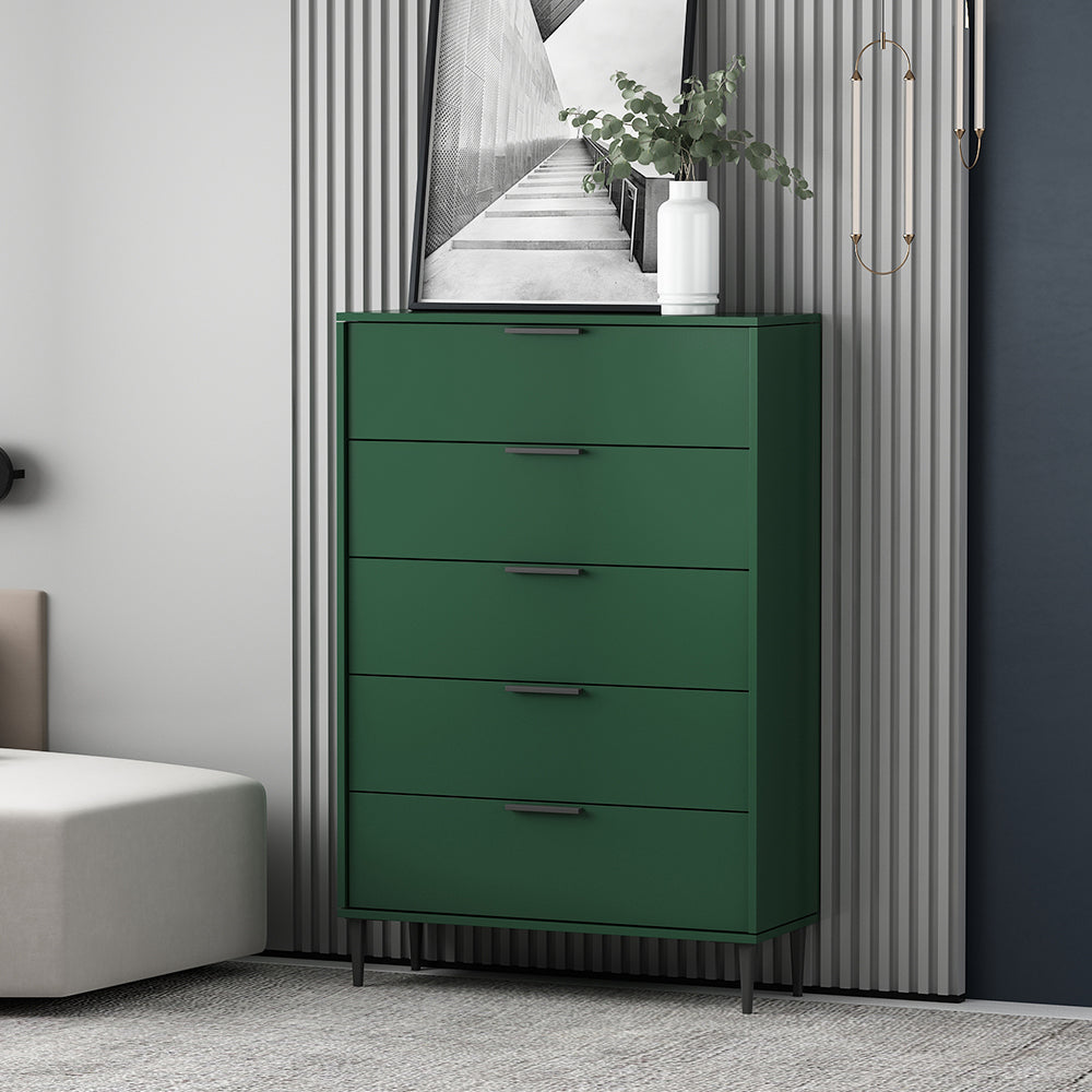 Contemporary Style Vertical Wood Dresser Bedroom Lingerie Chest with Drawer