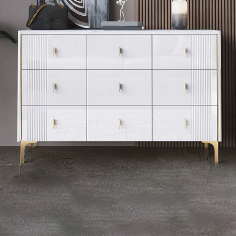 Modern Stone Top Dresser Horizontal Storage Chest with Drawer for Bedroom 63"L x 16"W x 32"H White Clearhalo 'Bedroom Furniture' 'Dressers & Chests' 'dressers_chests' 'furn' 'furn_dressers_chests' 'Furniture' 5287158