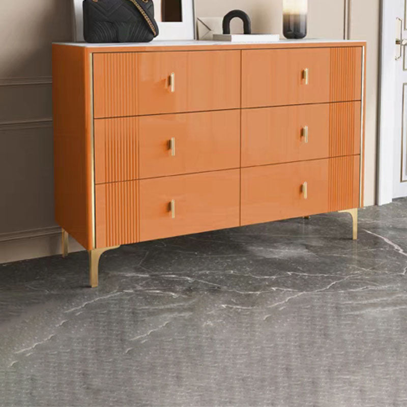 Modern Stone Top Dresser Horizontal Storage Chest with Drawer for Bedroom 47"L x 16"W x 32"H Orange Clearhalo 'Bedroom Furniture' 'Dressers & Chests' 'dressers_chests' 'furn' 'furn_dressers_chests' 'Furniture' 5287170