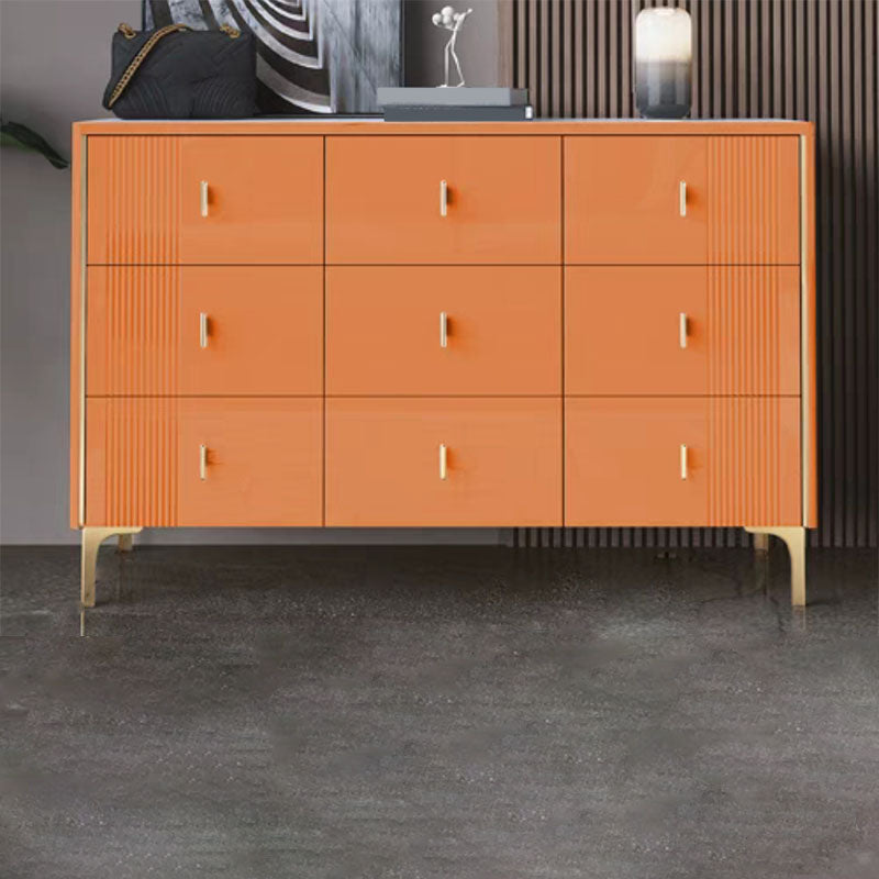Modern Stone Top Dresser Horizontal Storage Chest with Drawer for Bedroom 63"L x 16"W x 32"H Orange Clearhalo 'Bedroom Furniture' 'Dressers & Chests' 'dressers_chests' 'furn' 'furn_dressers_chests' 'Furniture' 5287172