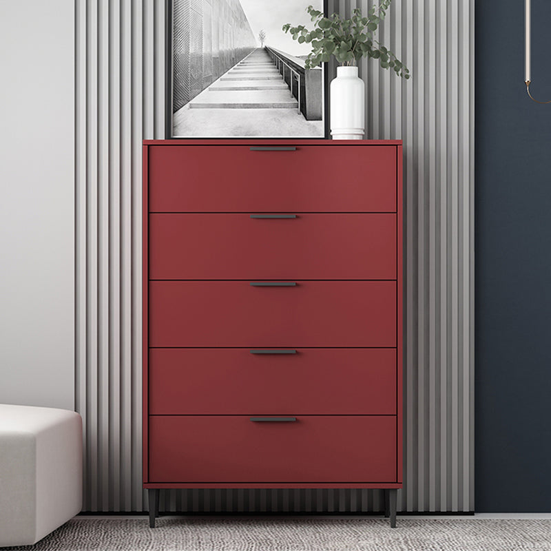 Vertical Wood Contemporary Dresser Bedroom Lingerie Chest Dresser with Drawer 31"L x 12"W x 47"H Red Clearhalo 'Bedroom Furniture' 'Dressers & Chests' 'dressers_chests' 'furn' 'furn_dressers_chests' 'Furniture' 5287517
