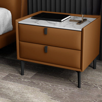 Hedendaags massief hout nachtkastje 18,5 "Tall 2 - lade nachtkastje