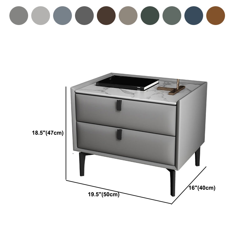 Hedendaags massief hout nachtkastje 18,5 "Tall 2 - lade nachtkastje