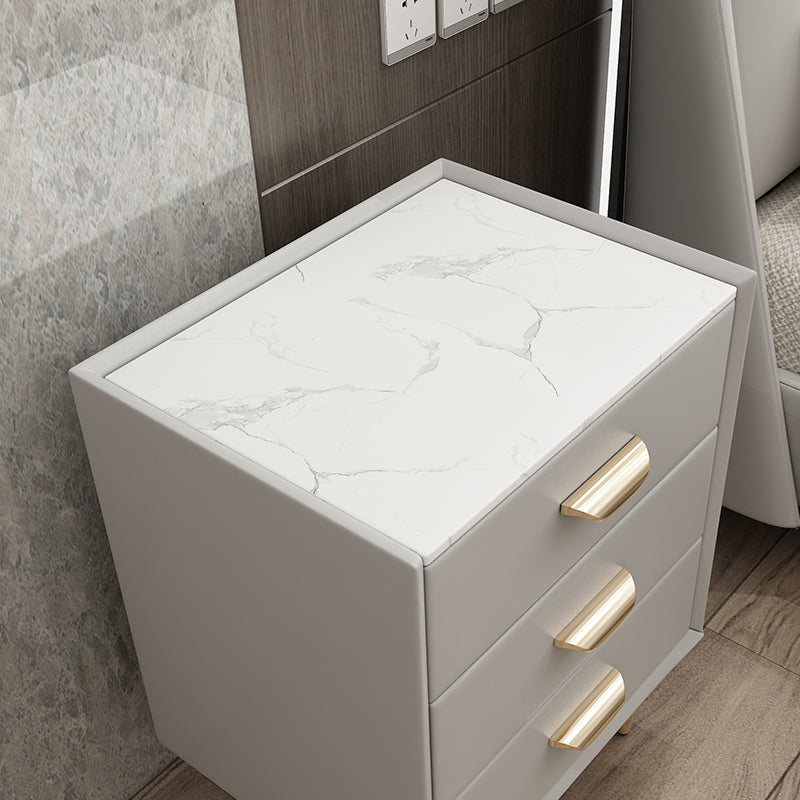 Cantenina de madera sólida contemporánea 3 - Mesa nocturna de piedra de cajón