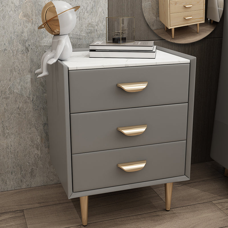 Cantenina de madera sólida contemporánea 3 - Mesa nocturna de piedra de cajón