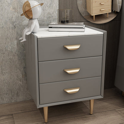 Nightand en bois massif contemporain 3 - Table de nuit en pierre de tiroir