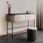 Contemporary Vanity Set, 2 Storage Drawers With Mirror & Padded Stool Makeup Vanity & Stools 39"L x 18"W x 31"H Clearhalo 'Bedroom Furniture' 'furn' 'furn_makeup_vanities' 'Furniture' 'Makeup Vanities' 'makeup_vanities' 5287680