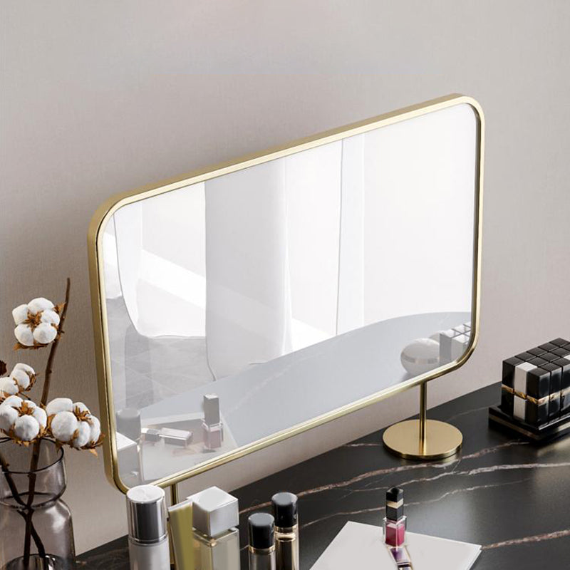 Contemporary Vanity Set, 2 Storage Drawers With Mirror & Padded Stool Clearhalo 'Bedroom Furniture' 'furn' 'furn_makeup_vanities' 'Furniture' 'Makeup Vanities' 'makeup_vanities' 5287683