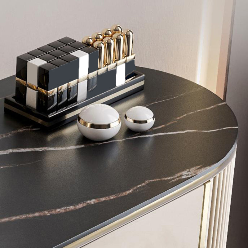 Contemporary Vanity Set, 2 Storage Drawers With Mirror & Padded Stool Clearhalo 'Bedroom Furniture' 'furn' 'furn_makeup_vanities' 'Furniture' 'Makeup Vanities' 'makeup_vanities' 5287684