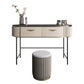 Contemporary Vanity Set, 2 Storage Drawers With Mirror & Padded Stool Makeup Vanity & Stools 47"L x 18"W x 31.5"H Clearhalo 'Bedroom Furniture' 'furn' 'furn_makeup_vanities' 'Furniture' 'Makeup Vanities' 'makeup_vanities' 5287690