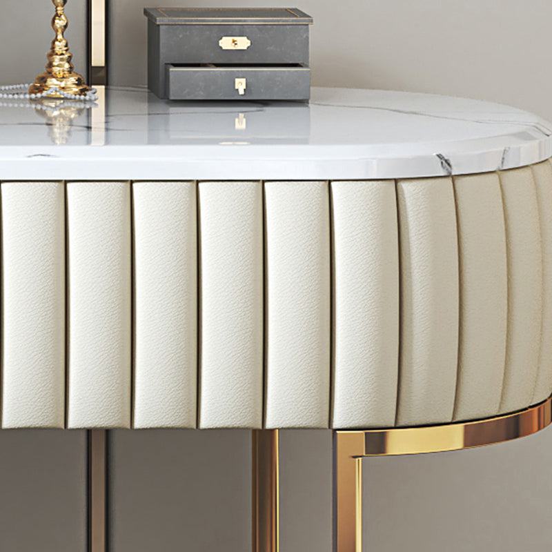 Set di sgabelli da trucco in pietra e in pelle in pelle, alto 30,3 "