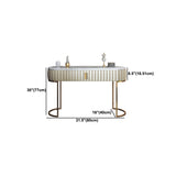 Stone and Faux Leather Makeup Dressing Table Stool Set, 30.3" Tall