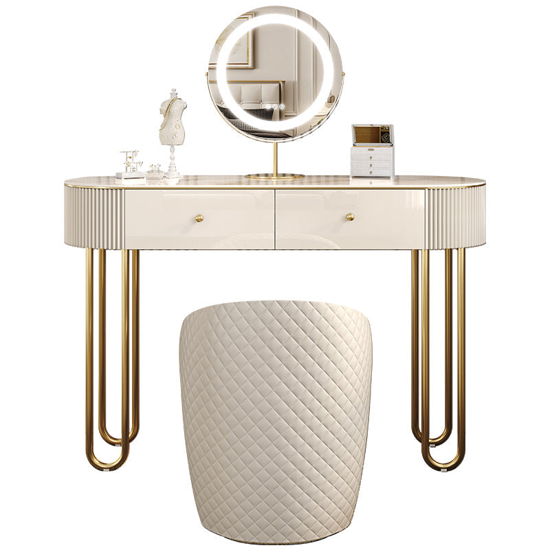 Glama -Waschtisch, 2 Aufbewahrungsschubladen mit gepolstertem Hocker in Beige