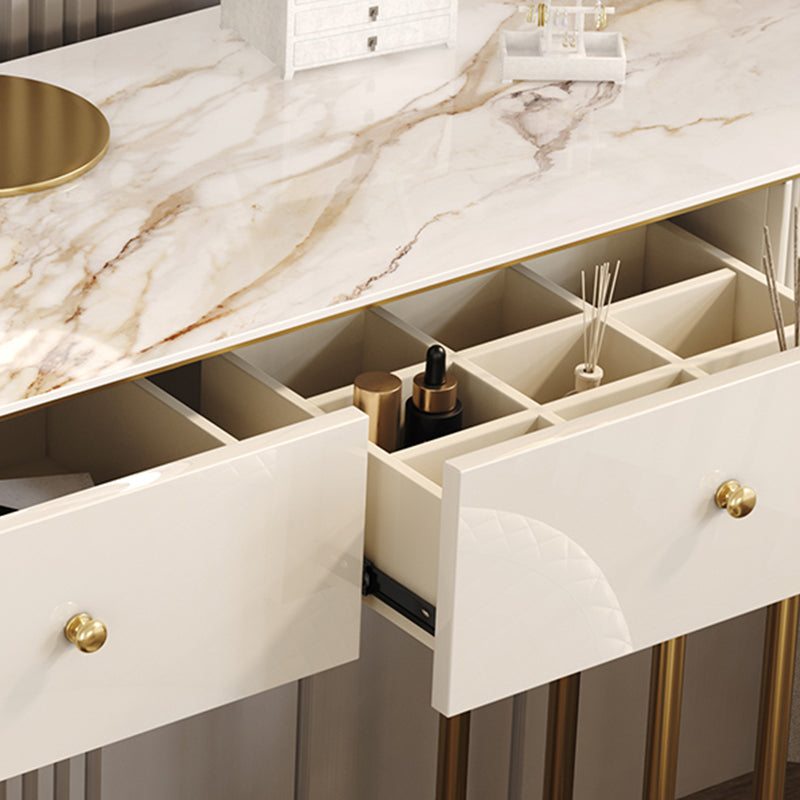 Glama -Waschtisch, 2 Aufbewahrungsschubladen mit gepolstertem Hocker in Beige