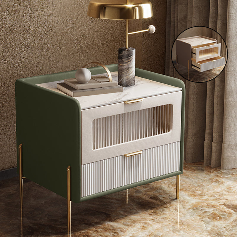 18.9 "/20.5"背の高いガラス/ストーントップナイトスタンド、モダン1/2-引き出しナイトスタンド