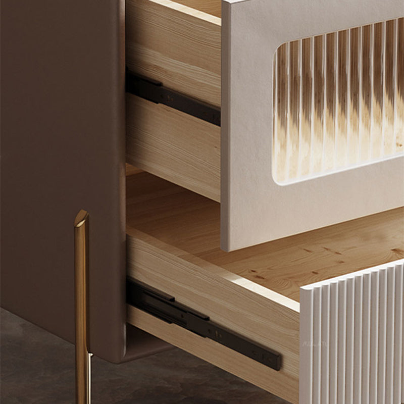 18.9 "/20.5"背の高いガラス/ストーントップナイトスタンド、モダン1/2-引き出しナイトスタンド