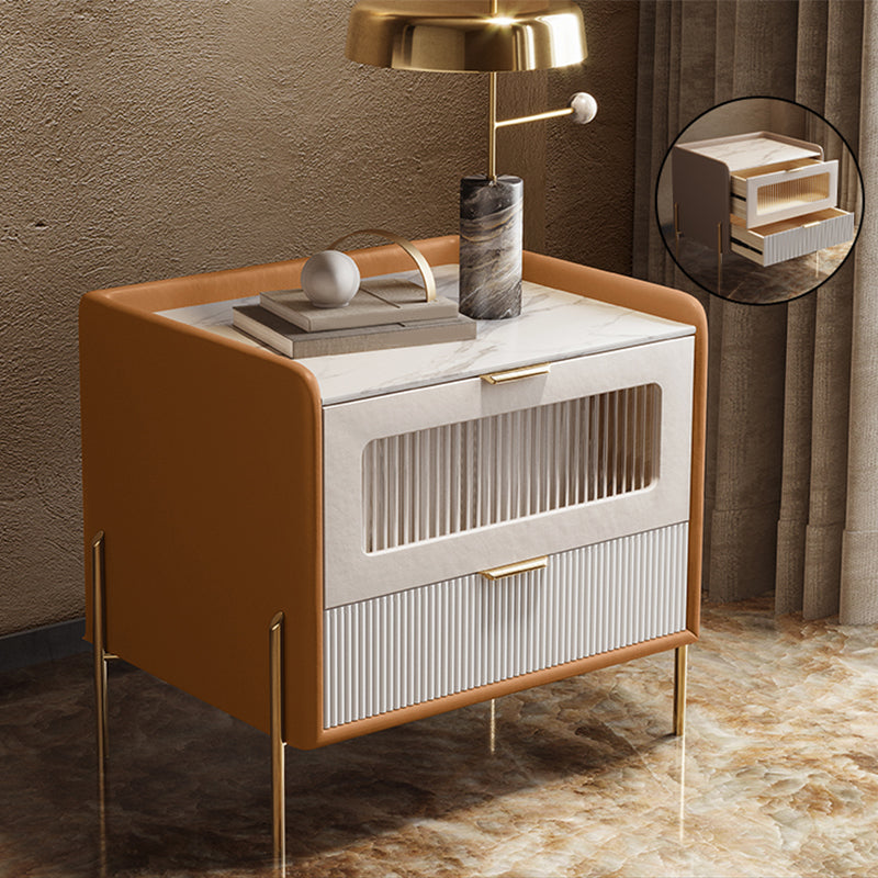 18.9 "/20.5"背の高いガラス/ストーントップナイトスタンド、モダン1/2-引き出しナイトスタンド