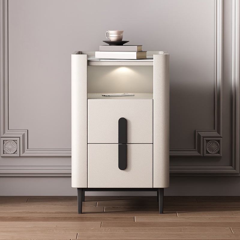 2 - comodino con shelf 21,65 "in pietra in pietra/pelle