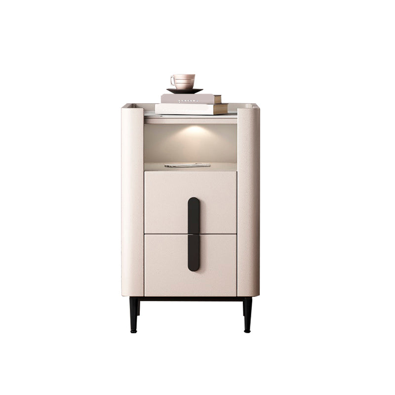 2 - comodino con shelf 21,65 "in pietra in pietra/pelle