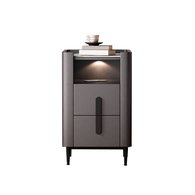 2 - comodino con shelf 21,65 "in pietra in pietra/pelle