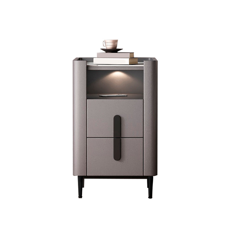 2 - comodino con shelf 21,65 "in pietra in pietra/pelle