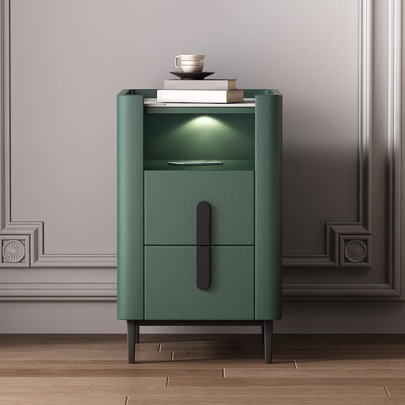 2 - comodino con shelf 21,65 "in pietra in pietra/pelle