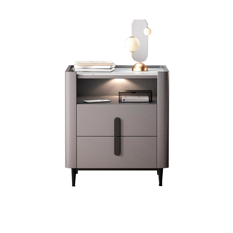 2 - comodino con shelf 21,65 "in pietra in pietra/pelle