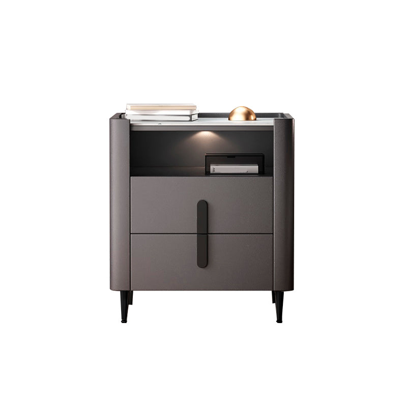 2 - comodino con shelf 21,65 "in pietra in pietra/pelle