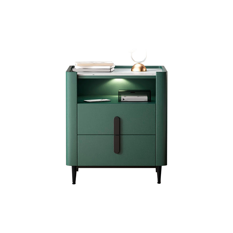 2 - comodino con shelf 21,65 "in pietra in pietra/pelle