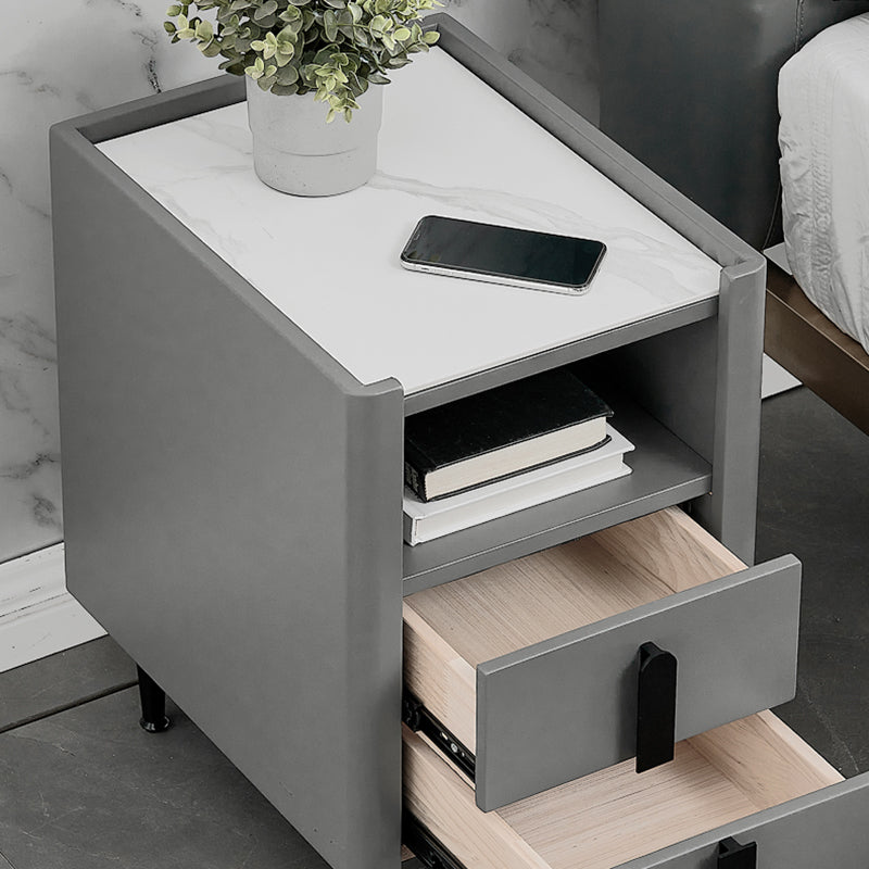 2 - comodino con shelf 21,65 "in pietra in pietra/pelle