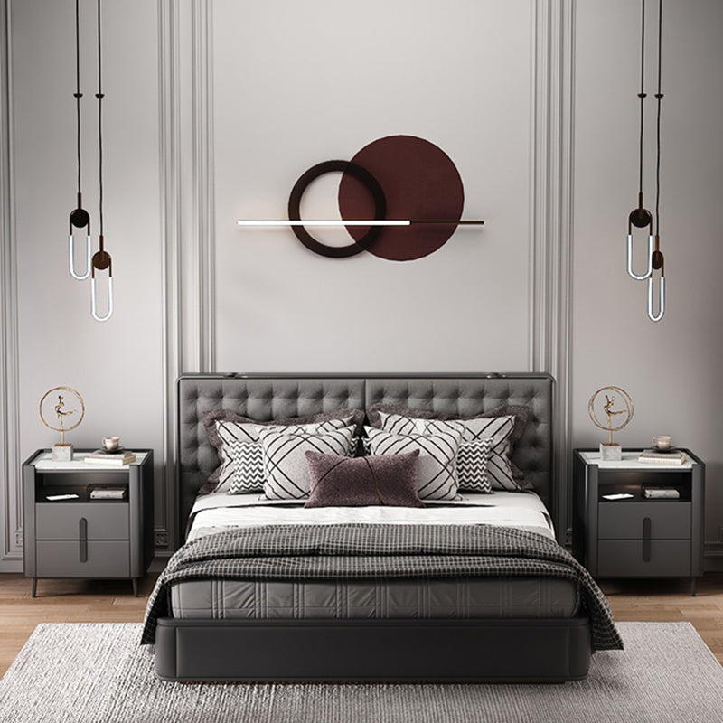 2 - comodino con shelf 21,65 "in pietra in pietra/pelle