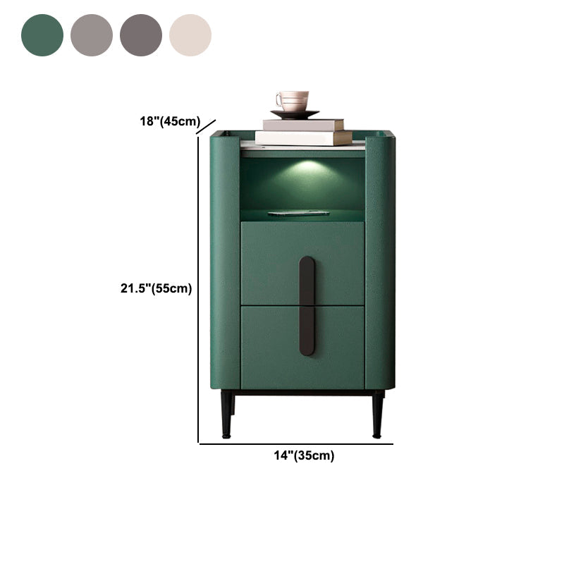 2 - comodino con shelf 21,65 "in pietra in pietra/pelle