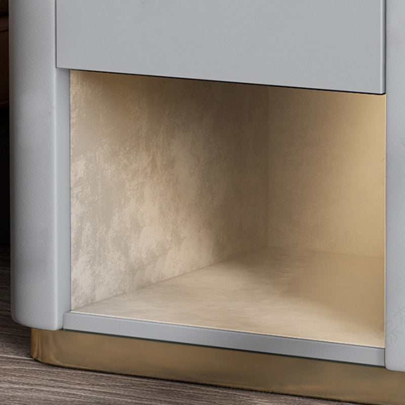 Contemporary Stone Top 1-Drawer, 1 Shelf Nightstand 21.65" Tall Nightstand Clearhalo 'Bedroom Furniture' 'furn' 'furn_night_stand' 'Furniture' 'night_stand' 'Nightstands' 5287954