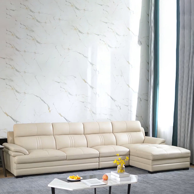 Divano sezionale del braccio superiore cuscino da 37,4 "divano posteriore cuscino in pelle alta, beige