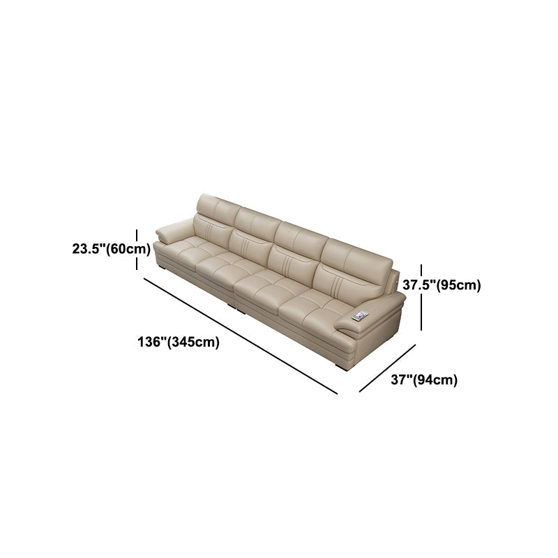 Divano sezionale del braccio superiore cuscino da 37,4 "divano posteriore cuscino in pelle alta, beige