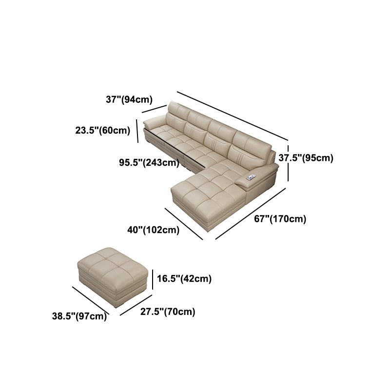 Divano sezionale del braccio superiore cuscino da 37,4 "divano posteriore cuscino in pelle alta, beige