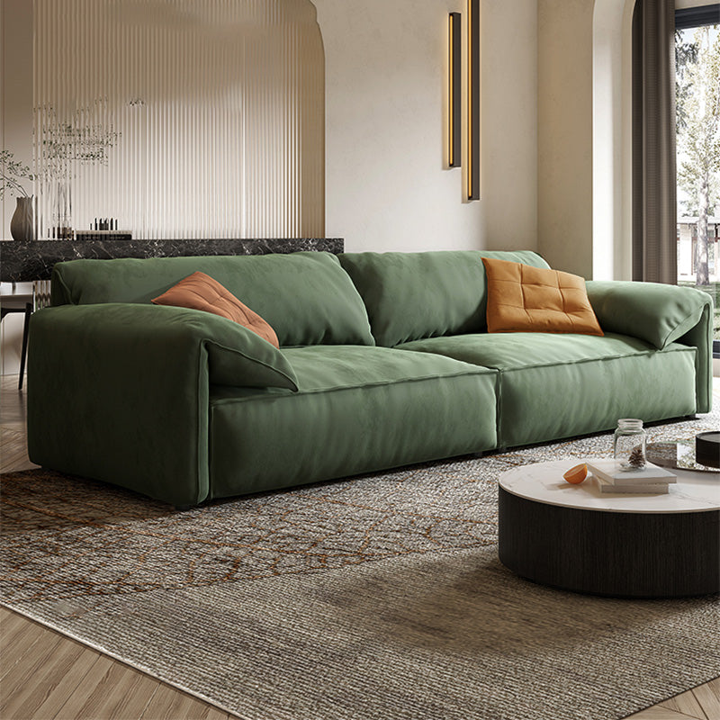 静止したスリップカバーリビングルーム枕トップアームグリーンクッションソファ