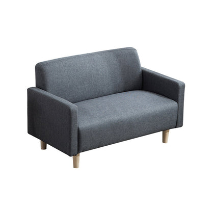 Leather and Linen Standard Tight Back Square Arm Settee Couch