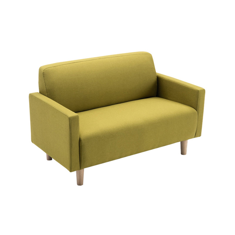 Leather and Linen Standard Tight Back Square Arm Settee Couch